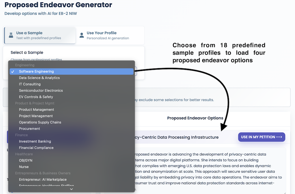 Select sample profile