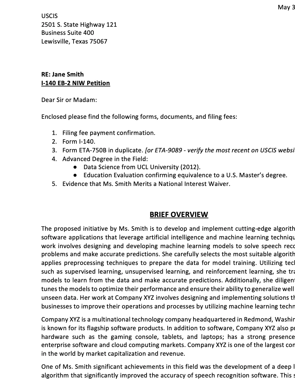 differences between the Regular EB2 petition and EB2 NIW petitions